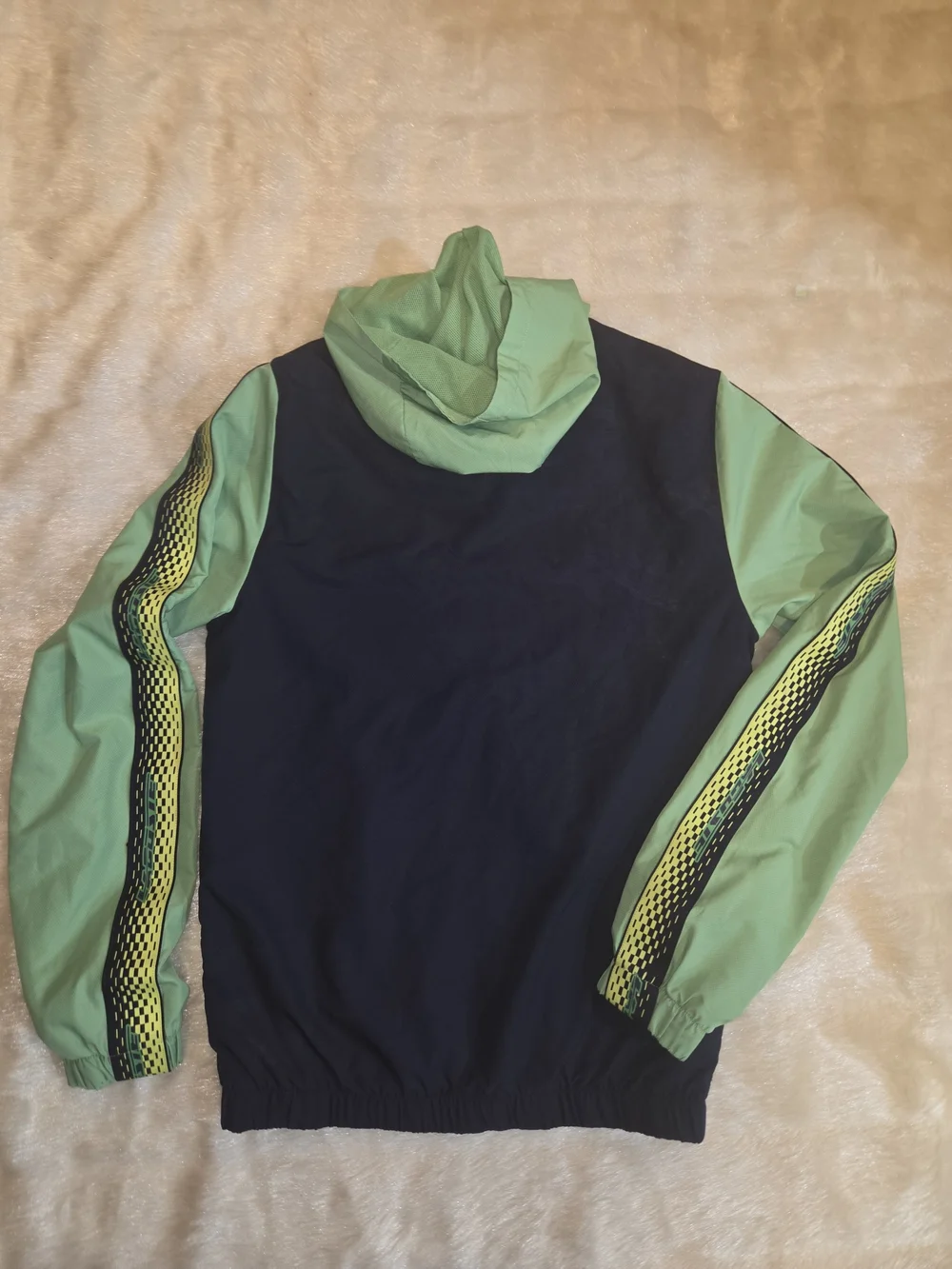 Lacoste Navy Jacket with Mint Green Hood & Sleeves